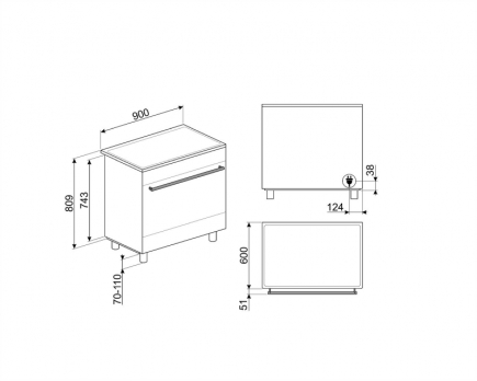 Smeg C9IMX2 Standherd Induktion 90x60 Edelstahl Symphony Design